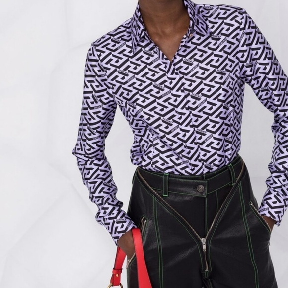 Versace Greca Silk Twill Blouse - Picture 2 of 16